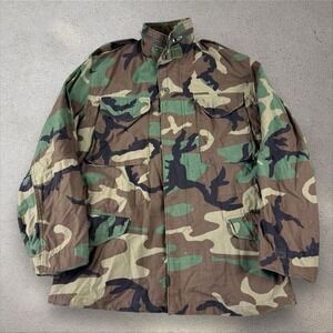 Vintage 80's Woodland Camo Cold Weather Field Coat Small Reg M-65 Jacket Army